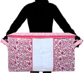 Kuber Industries Leaf Design Non Woven Underbed Storage Bag, Organiser, Blanket Cover (Pink, CTKTC21207), 5 Pieces